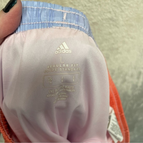 Girls lined adidas running activewear shorts pastel tie dye size 14 - Picture 5 of 5